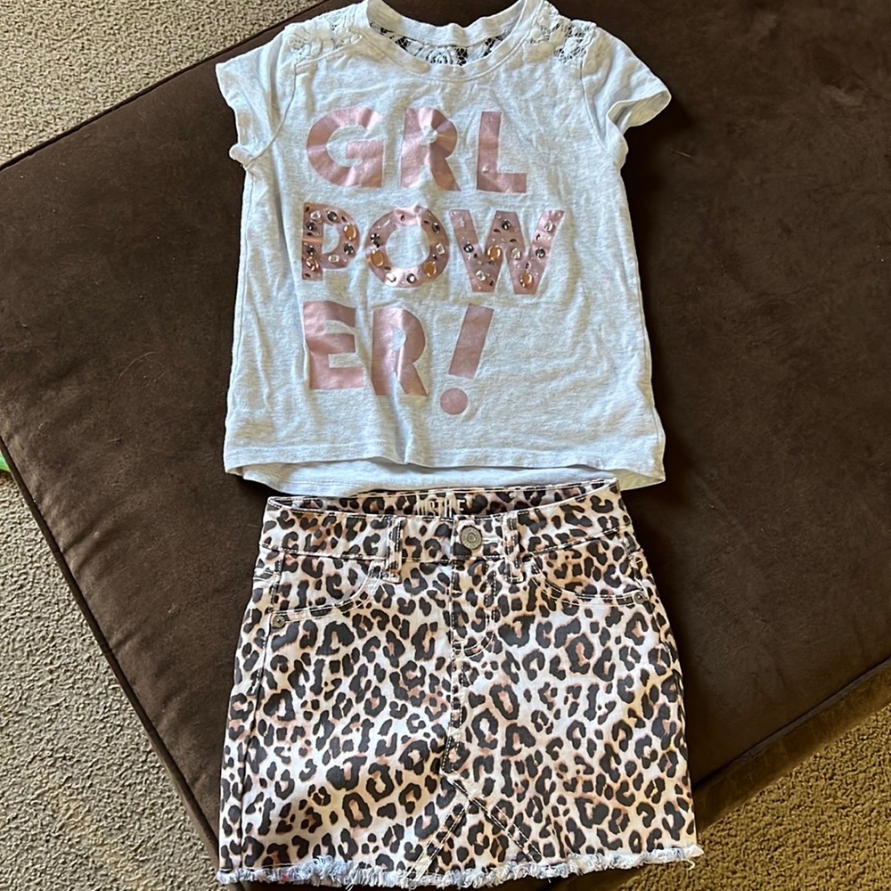 Girls size 8 Justice skirt and shirt